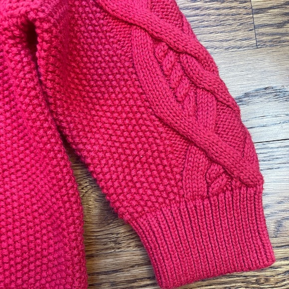 Baby GAP Kids Solid Christmas Holiday Red Cable Knit Sweater Size 18-24 Months - Picture 3 of 10